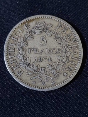 Franța 1874 A - 5 Franci - Monedă de argint #4 foto
