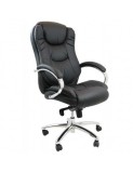 Scaun birou OFF 316, robust, piele ecologica, mecanism multiblock, suport lombar, baza cromata, 150 kg, negru