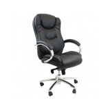 Scaun birou OFF 316, robust, piele ecologica, mecanism multiblock, suport lombar, baza cromata, 150 kg, negru