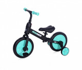 Bicicleta de echilibru, 2 in 1, cu pedale si roti auxiliare, Lorelli Runner, Black Turquoise