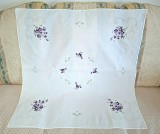 Fata de masa Vintage din bumbac cu broderie manuala - Violete.