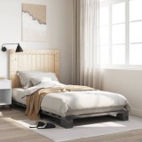 VidaXL Cadru de pat cu tăblie, gri, 100x200 cm, lemn masiv de pin