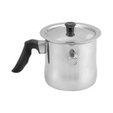 Oala din inox cu capac pentru fiert lapte, budinca sau creme cu fluier si perete dublu, capacitate 1 litru, diametru 13 cm, Kinghoff