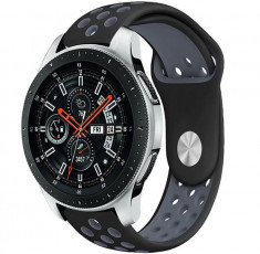 Curea ceas Smartwatch Samsung Galaxy Watch 4, Watch 4 Classic, Gear S2, iUni 20 mm Silicon Sport Black-Grey foto