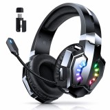 Cumpara ieftin Casti Gaming Wireless cu Microfon, Bluetooth 5.4, Over-Ear, Surround Sound, RGB, Mic Rotativ 360&deg;, PC, PS4, PS5, Xbox, Negru