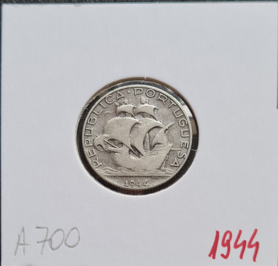Portugalia 2.50 escudos 1944 argint foto