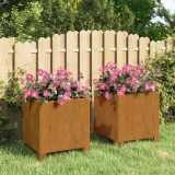 Jardinieră cu picioare, 2 buc, ruginiu, 32x30x33cm, oțel corten