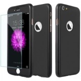 Husa Full Cover 360&amp;deg; fata + spate + geam sticla pentru iPhone 7 Negru, MyStyle