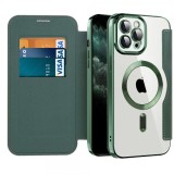 Husa MagSafe pentru Apple iPhone 11 Pro Max, Techsuit, SmartMag Book, Verde