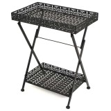 Cumpara ieftin Masuta de ceai pliabila stil vintage negru 58x35x72 cm metal