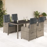VidaXL Set mobilier de grădină cu perne, 5 piese, gri, poliratan