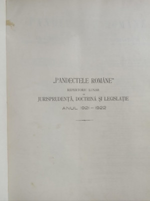 C. Hamagiu - Pandectele Romane - Jurisprudenta, Doctrina si Legislatie 1921-1922 foto