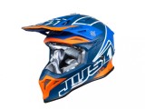 Casca Moto Enduro Just1 J39 Thruster Albastru/Portocaliu, Marimea M, Protectie Off Road, Cozoroc, Ventilatie Optima, Omologare ECE 22.06