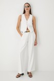 Medicine pantaloni culoarea alb, lat, high waist