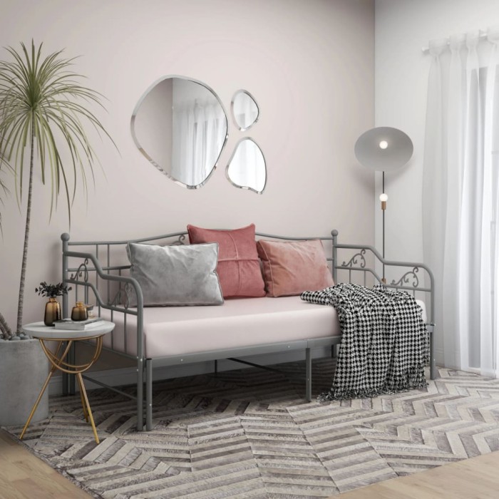 Gossi cadru pat canapea extensibila, gri, 90x200 cm, metal