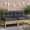 VidaXL Canapea de grădină fără cotiere, cu perne, 2 buc. 838164