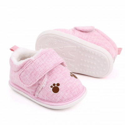 Pantofiori roz imblaniti pentru fetite - Labute (Marime Disponibila: 9-12 luni foto