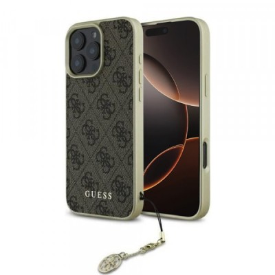 Husa pentru Apple iPhone 16 Pro, Guess, 4G Charm, Maro foto