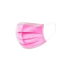 Mască de față cu bandă elastică - roz, cu 3 straturi