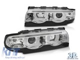 Set de faruri tuning potrivit pentru BMW Seria 7 E38 1994-2001 cu baza cromata, stanga si dreapta Performance AutoTuning