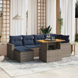 Set canapele de grădină cu perne, 7 piese, gri, poliratan