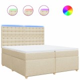 Cumpara ieftin Pat box spring cu saltea, crem, 200x200 cm, textil