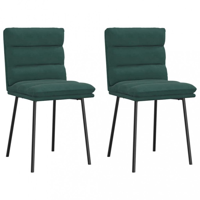 vidaXL Scaune de sufragerie, 2 buc., verde &icirc;nchis, catifea 4101284