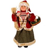 Figurină Decorativă Doamna Moș Crăciun Roșie 45cm cu Coșuleț - Oem CMCLASS