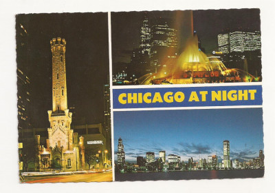 US1 - Carte Postala - USA - Chicago at night , circulata foto