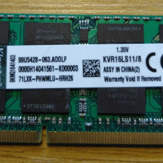 Memorie Laptop Kingston 8GB DDR3 PC3L-12800S 1600Mhz 1.35V CL11