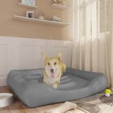 Cumpara ieftin Pat pentru c&acirc;ini, gri deschis, 120x100x27 cm, piele ecologică