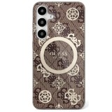 Husa pentru Samsung Galaxy S25 - Guess IML Peony On 4G Background MagSafe (GUHMS25SH4PYEEW) - Brown
