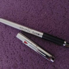 Stilou WHITE FEATHER 203,Model Export Fountain Pen Vechi,RAR,Ani 70,piatra rosie