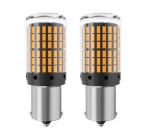 Cumpara ieftin Set 2 becuri auto led BA15S 1156 P21W, 144LED SMD, lumina galbena, semnalizare, BZRSH