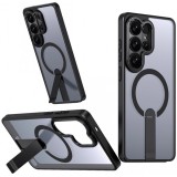 Husa MagSafe pentru Samsung Galaxy S26 S942, Hybrid Armor, X with Stand, Neagra