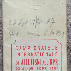 Program Campionatele Internationale de Atletism ale RPR septembrie 1951