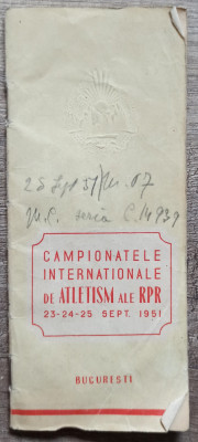 Program Campionatele Internationale de Atletism ale RPR septembrie 1951 foto