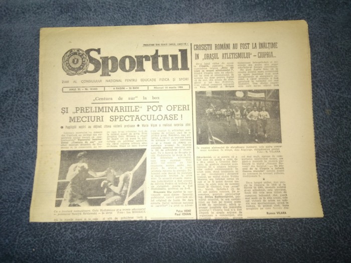 ZIARUL SPORTUL 14 MARTIE 1984 ETAPA