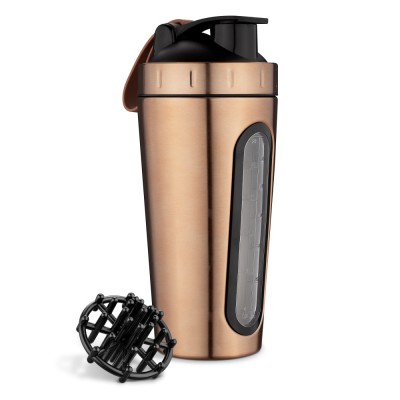 Shaker pentru proteine din otel inoxidabil Navaris, 750 ml, Gold, 52703.2.27 foto