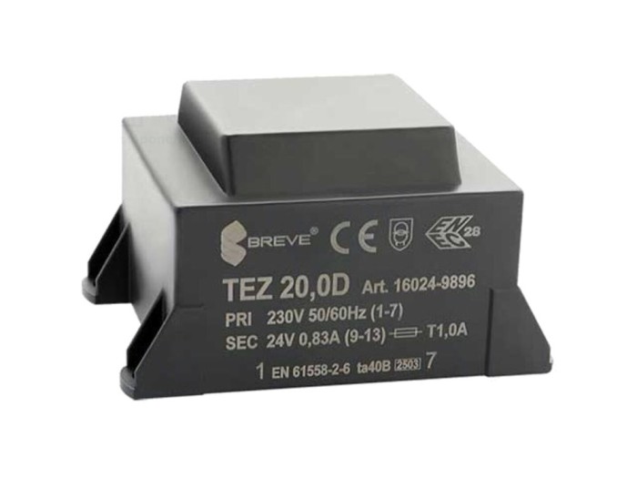 Transformator &icirc;ncapsulat 20VA 230VAC 24V PCB