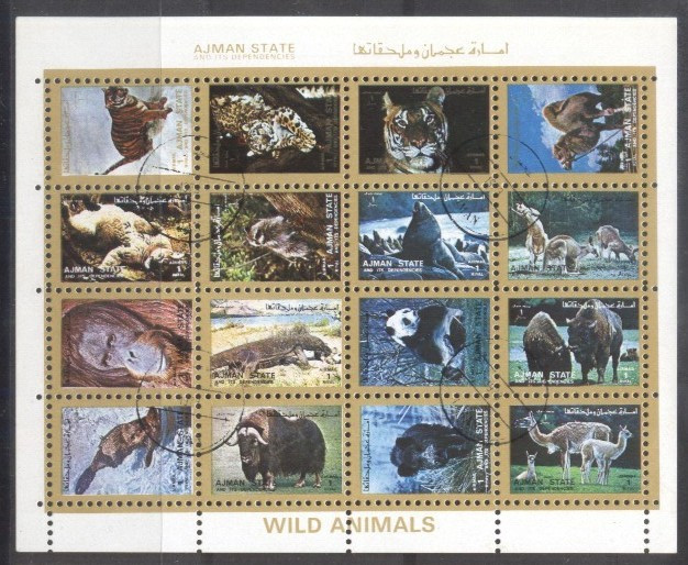 Ajman 1973 Animals perf. mini block used AE.390