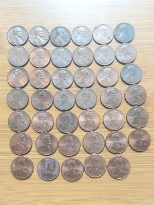 Lot 41 monede USA One Cent 1964-2008 diferite foto