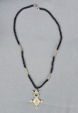 LANT VINTAGE TRIBAL TUAREG CU MARGELE DIN ONIX NEGRU SI AMULETA AGADEZ