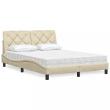 Cumpara ieftin Pat cu saltea, crem, 140x200 cm, textil
