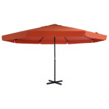 VidaXL Umbrelă de soare exterior cu st&acirc;lp aluminiu, cărămiziu, 500 cm