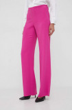 Cumpara ieftin Emporio Armani pantaloni femei, culoarea roz, lat, medium waist