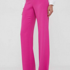 Emporio Armani pantaloni femei, culoarea roz, lat, medium waist