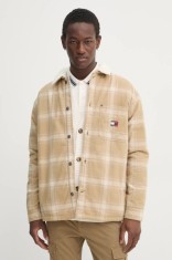 Tommy Jeans geaca barbati, culoarea bej, de tranzitie, DM0DM20241