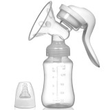 Pompa de San Manuala Multifunctionala, Cyrax, Portabila, cu Tetina pentru Biberon, Anti-Scurgere, Anti-Reflux, 18.5x6 cm, 150 mL, Silicon, Recipient T