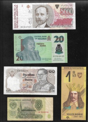 Set 5 bancnote de prin lume adunate (cele din imagini) #99 foto